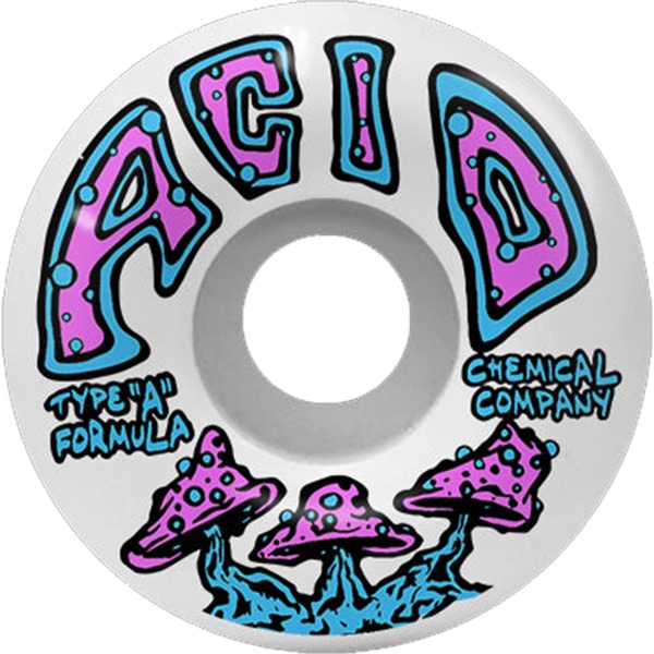 Acid Chemical Wheels Type A Shrooms White Skateboard Wheels - 53mm 99a (Set of 4)