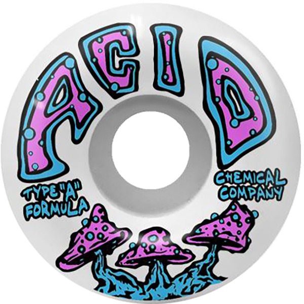 Acid Chemical Wheels Type A Shrooms White Skateboard Wheels - 54mm 99a (Set of 4)