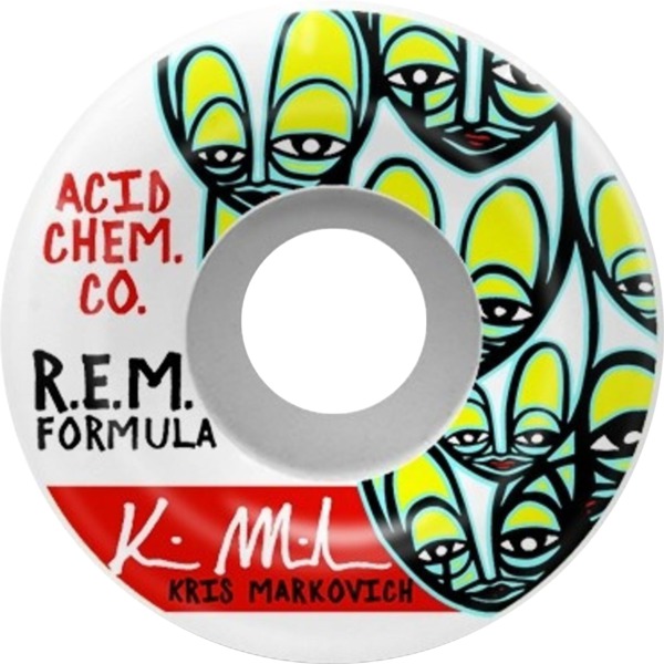 Acid Chemical Wheels Kris Markovich REM Limited Edition White Skateboard  Wheels - 53mm 99a (Set of 4)