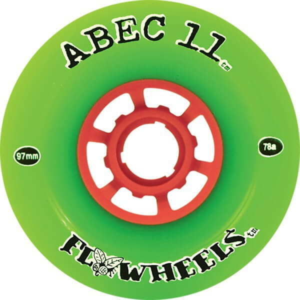 ABEC 11 Flywheels Green Longboard Skateboard Wheels - 97mm 75a (Set of 4)