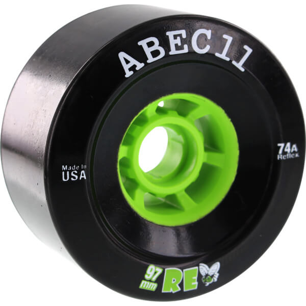 ABEC 11 ReFly Black / Lime Skateboard Wheels 97mm 74a (Set of 4