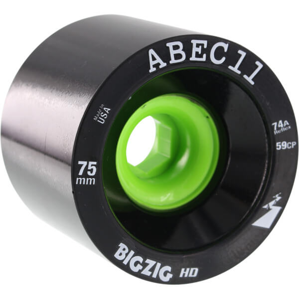 ABEC 11 BigZigs HD Black / Lime Skateboard Wheels 75mm 74a (Set of 4