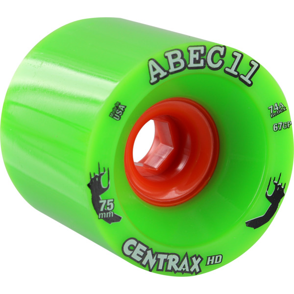 ABEC 11 Centrax HD Lime / Orange Skateboard Wheels - 75mm 74a (Set of 4)