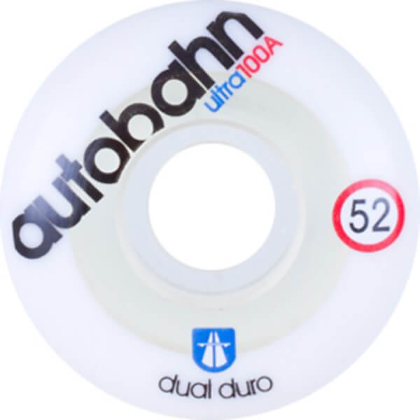 Autobahn Wheel Company Dual Durometer Ultra White / Clear Skateboard Wheels - 52mm 100a (Set of 4)