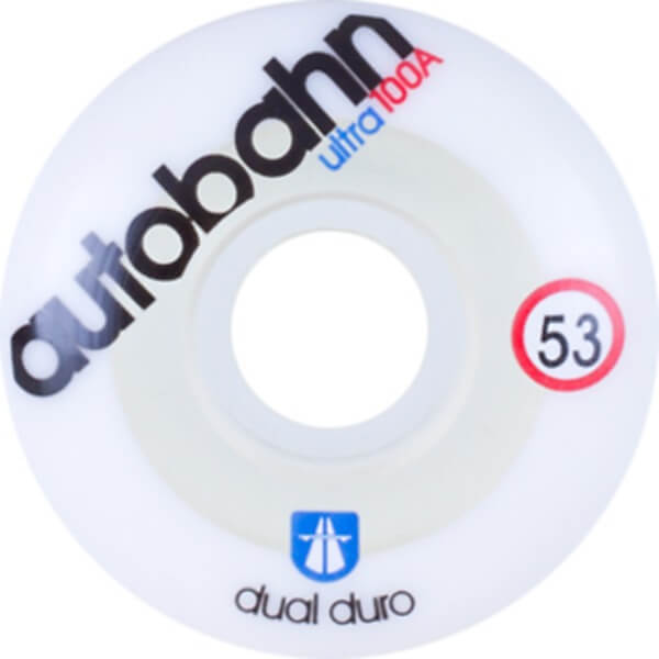 Autobahn Wheel Company Dual Durometer Ultra White / Clear Skateboard Wheels - 53mm 100a (Set of 4)