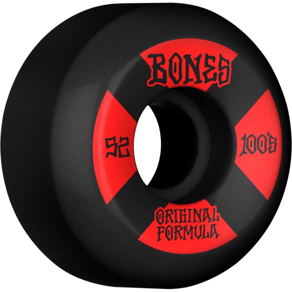 Bones Wheels 100's OG V5 Black / Red Skateboard Wheels - 52mm 100a (Set of 4)