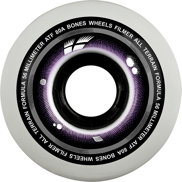 Bones Wheels ATF Filmers White Skateboard Wheels - 56mm 80a (Set of 4)