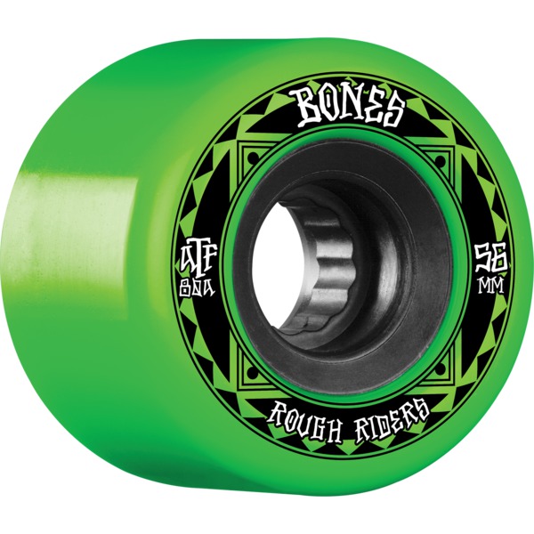 Bones Wheels ATF Rough Rider Runners Green / Black Skateboard Wheels - 56mm 80a (Set of 4)