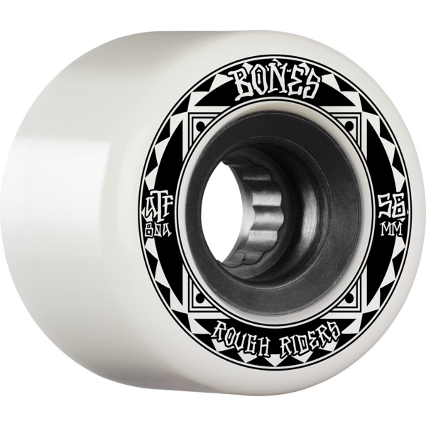 Bones Wheels ATF Rough Rider Runners White / Black Skateboard Wheels - 56mm 80a (Set of 4)