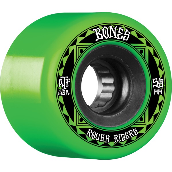 Bones Wheels ATF Rough Rider Runners Green / Black Skateboard Wheels - 59mm 80a (Set of 4)