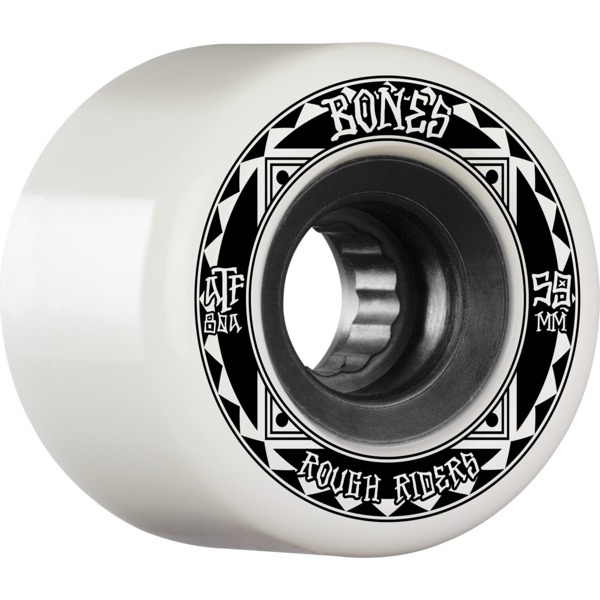 Bones Wheels ATF Rough Rider Runners White / Black Skateboard Wheels - 59mm 80a (Set of 4)