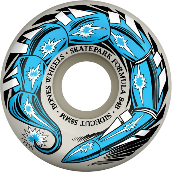 Bones Wheels SPF P5 Scorpeedo White / Blue Skateboard Wheels - 58mm 84b (Set of 4)