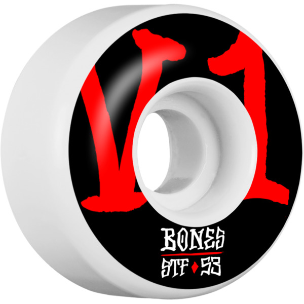 Bones Wheels STF V1 Annuals Bold White Skateboard Wheels - 53mm 103a (Set of 4)