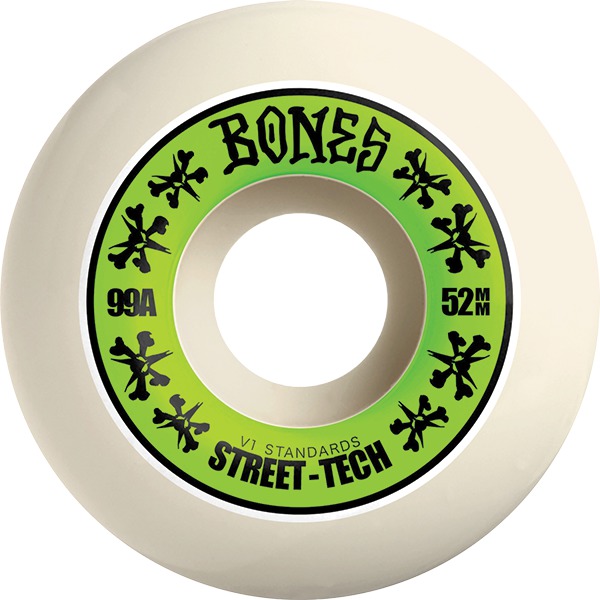 Bones Wheels STF V1 Annuals White / Green Skateboard Wheels - 52mm 99a (Set of 4) Bones Wheels STF V1 Annuals White / Green Skateboard Wheels - 52mm 99a (Set of 4)