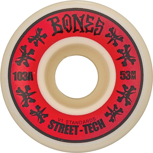 Bones Wheels STF V2 Annuals White / Red Skateboard Wheels - 53mm 103a (Set of 4)