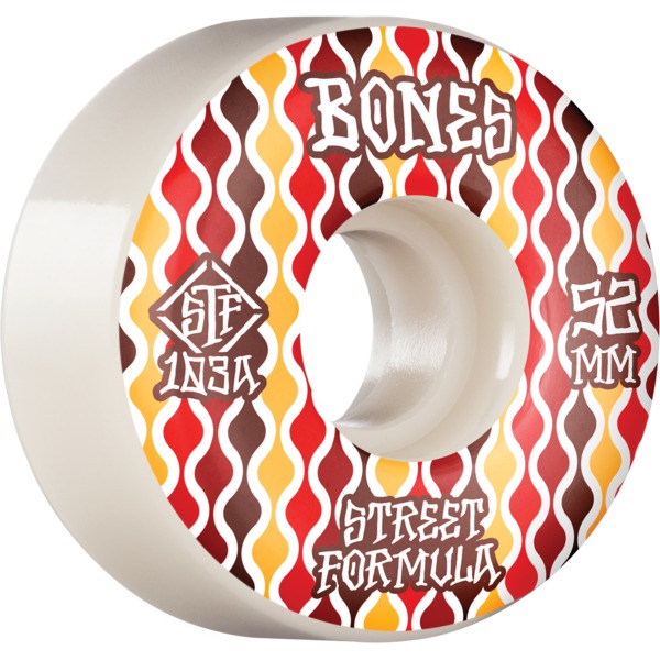 Bones Wheels STF V2 Retros White / Red Skateboard Wheels - 52mm 103a (Set of 4)