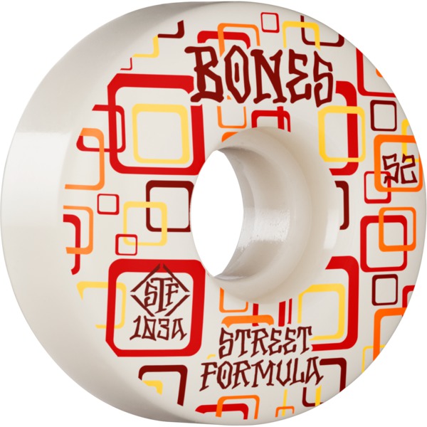 Bones Wheels STF V3 Retros White Skateboard Wheels - 52mm 103a (Set of 4)