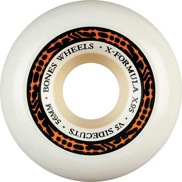 Bones Wheels XF X95 V5 Sidecut Tribal White / Orange Skateboard Wheels - 56mm 95a (Set of 4)