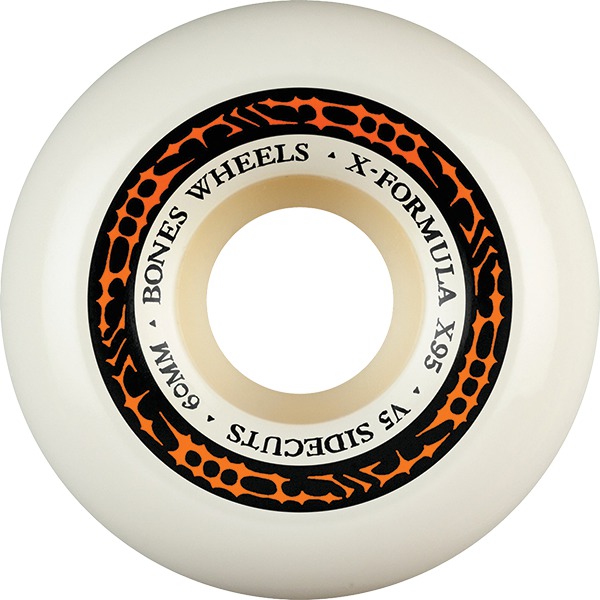 Bones Wheels XF X95 V5 Sidecut Tribal White / Orange Skateboard Wheels - 50mm 95a (Set of 4)