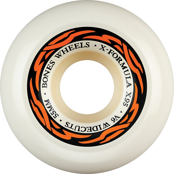 Bones Wheels XF X95 V6 Widecut Tribal White / Orange Skateboard Wheels - 55mm 95a (Set of 4)