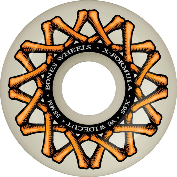 Bones Wheels XF X95 V6 Wide-Cut Bones Logo Skateboard Wheels - 55mm 95a (Set of 4)