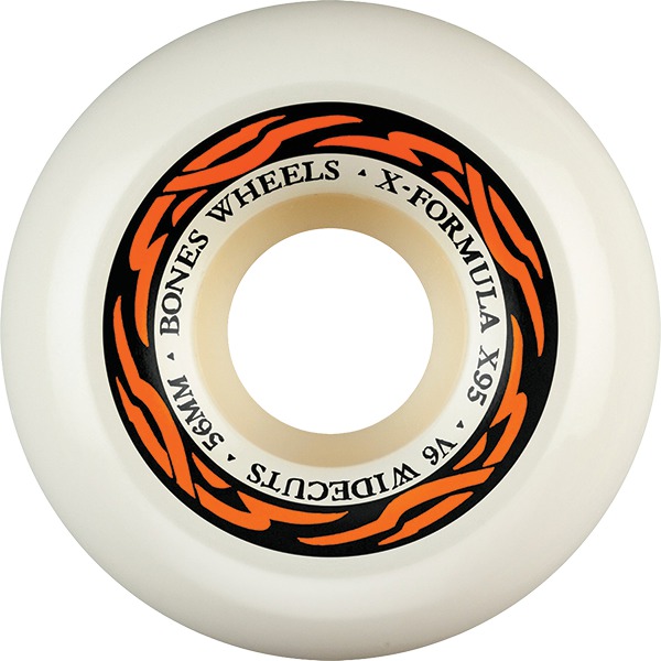 Bones Wheels XF X95 V6 Widecut Tribal White / Orange Skateboard Wheels - 56mm 95a (Set of 4)