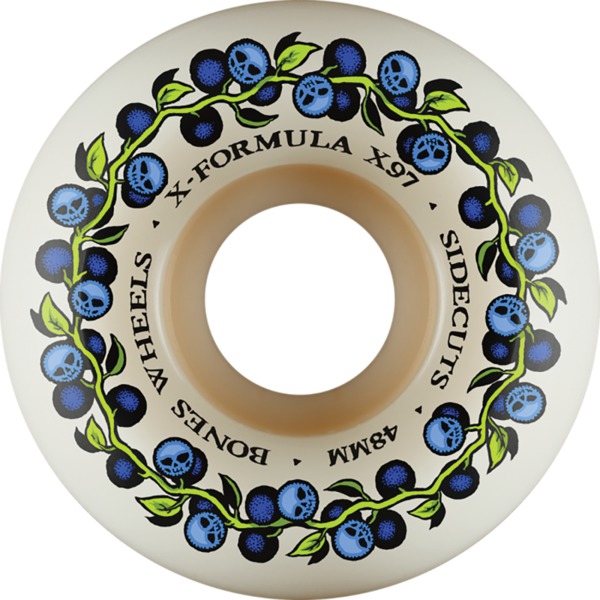 Bones Wheels XF X97 V5 Sidecut Skull Berries Natural Skateboard Wheels - 48mm 97a (Set of 4)
