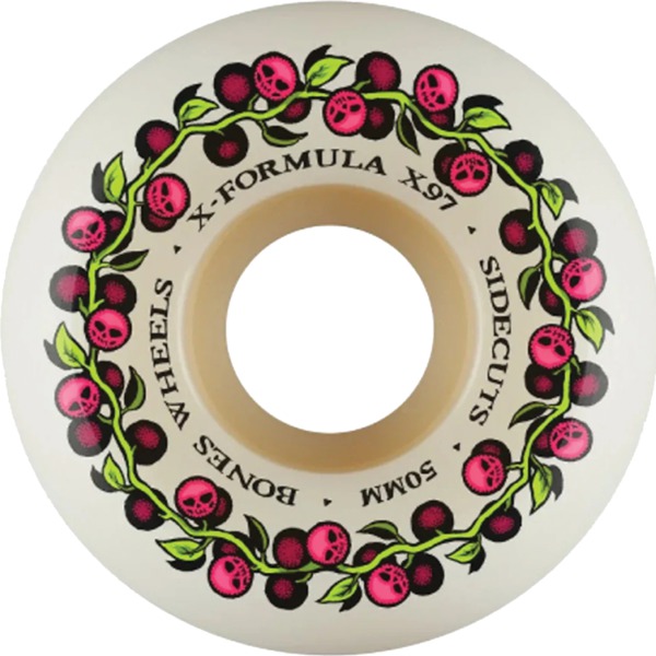 Bones Wheels XF X97 V5 Sidecut Skull Berries Natural Skateboard Wheels - 50mm 97a (Set of 4)
