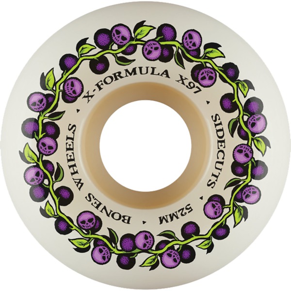 Bones Wheels XF X97 V5 Sidecut Skull Berries Natural Skateboard Wheels - 52mm 97a (Set of 4)