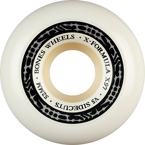 Bones Wheels XF X97 V5 Sidecut Tribal Tribal White / Silver Skateboard Wheels - 52mm 97a (Set of 4)