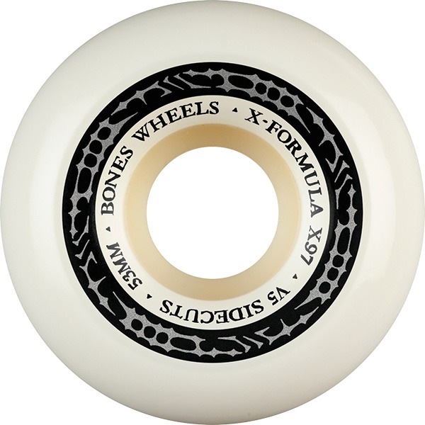 Bones Wheels XF X97 V5 Sidecut Tribal Tribal White / Silver Skateboard Wheels - 53mm 97a (Set of 4)