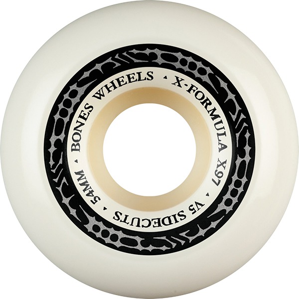 Bones Wheels XF X97 V5 Sidecut Tribal Tribal White / Silver Skateboard Wheels - 54mm 97a (Set of 4)