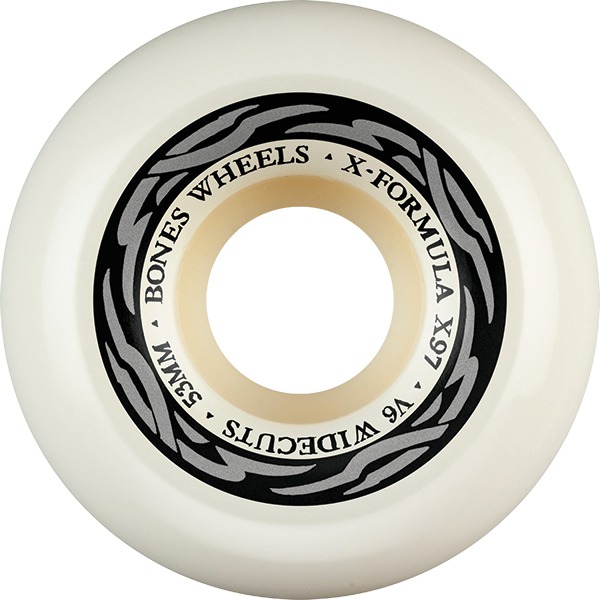 Bones Wheels XF X97 V6 Wide-Cut Sliver White / Silver Skateboard Wheels - 53mm 97a (Set of 4)