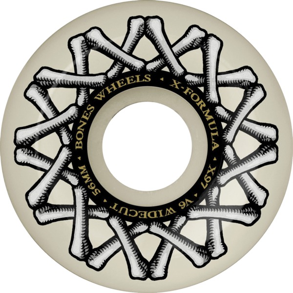 Bones Wheels XF X97 V6 Wide-Cut Bones Logo Skateboard Wheels - 56mm 97a (Set of 4)