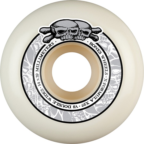 Bones Wheels XF X97 V8 Skulls White / Grey Skateboard Wheels - 54mm 97a (Set of 4)