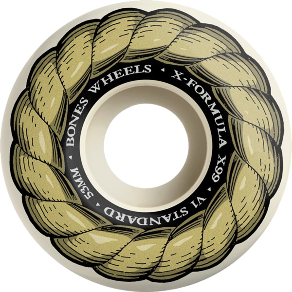 Bones Wheels XF X99 V1 STD Gold Chain Natural Skateboard Wheels - 53mm 99a (Set of 4)