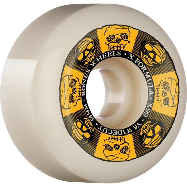 Bones Wheels X-Formula X99 V6 Wide Cut Black / Gold / Natural Skateboard Wheels - 54mm 99a (Set of 4)