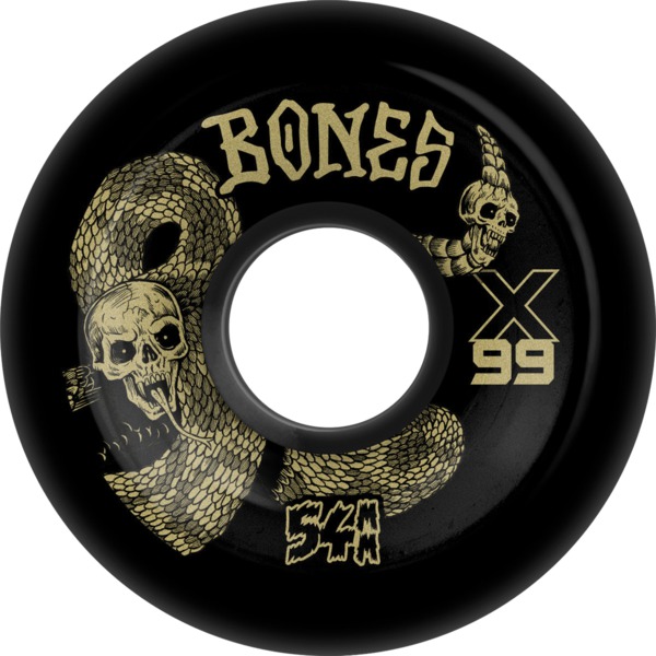 Bones Wheels XF X99 V6 Wide-Cut Death Venom Black Skateboard Wheels - 54mm 99a (Set of 4)
