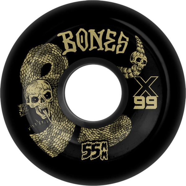 Bones Wheels XF X99 V6 Wide-Cut Death Venom Black Skateboard Wheels - 55mm 99a (Set of 4)