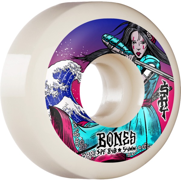 Bones Wheels Sky Brown SPF P5 Warrior White Skateboard Wheels - 54mm 84b (Set of 4)