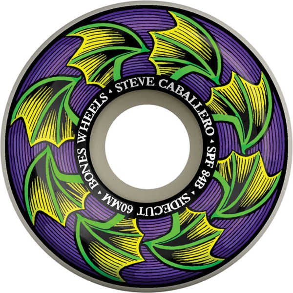 Bones Wheels Steve Caballero SPF V5 Sidecut Bat Wings White Skateboard Wheels - 60mm 84b (Set of 4)