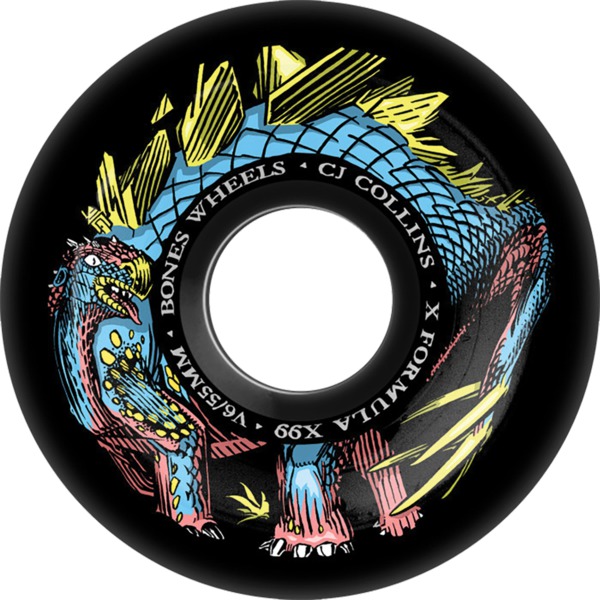 Bones Wheels CJ Collins XF V6 Dino-Sortas Black Skateboard Wheels - 53mm 99a (Set of 4)