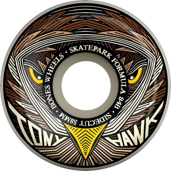 Bones Wheels Tony Hawk SPF V5 Sidecut Night Hawk White Skateboard Wheels - 58mm 84b (Set of 4)