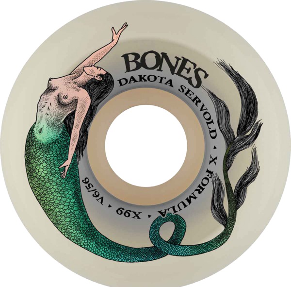 Bones Wheels Dakota Servold XF V6 Mermaid Natural Skateboard Wheels - 56mm 99a (Set of 4)