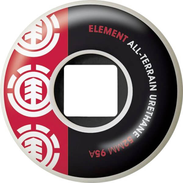 Element Skateboards Section Black / Red Skateboard Wheels - 52mm 95a (Set of 4)