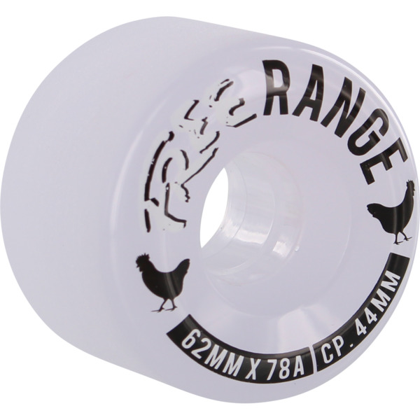 Free Wheel Co Range Clear White Clear Skateboard Wheels 62mm 78a (Set