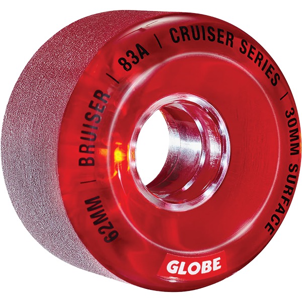 Globe Skateboards Bruiser Clear Red Skateboard Wheels - 62mm 83a (Set of 4) Globe Skateboards Bruiser Clear Red Skateboard Wheels - 62mm 83a (Set of 4)