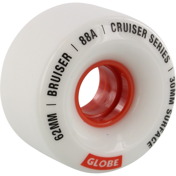 Globe Skateboards Bruiser White / Red Skateboard Wheels - 62mm 88a (Set of 4)