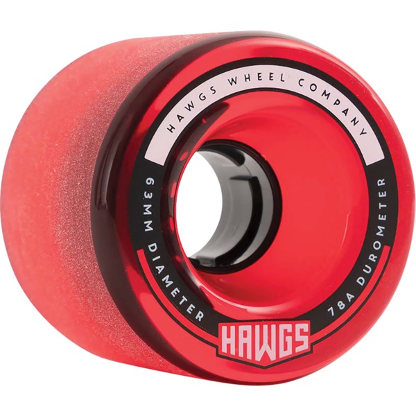 Hawgs Wheels Fattie Clear Red Skateboard Wheels - 63mm 78a (Set of 4)