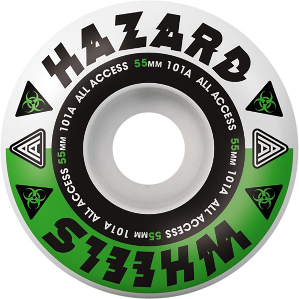 Hazard Wheels CP Formula Radial Melt White / Green Skateboard Wheels - 55mm 101a (Set of 4)